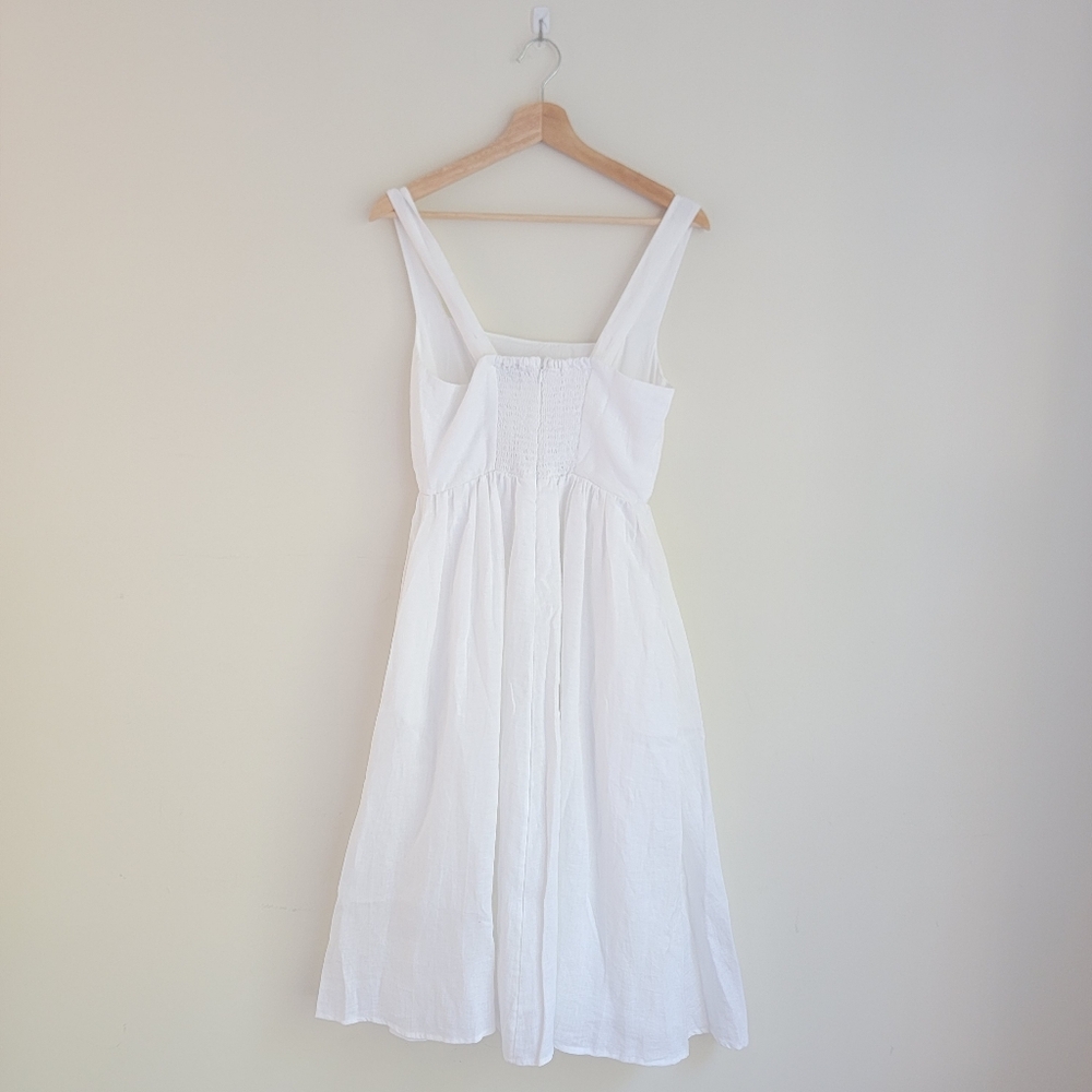 NWT Quince 100% European Linen Fit & Flare Midi Dress, White, S - Picture 4 of 12